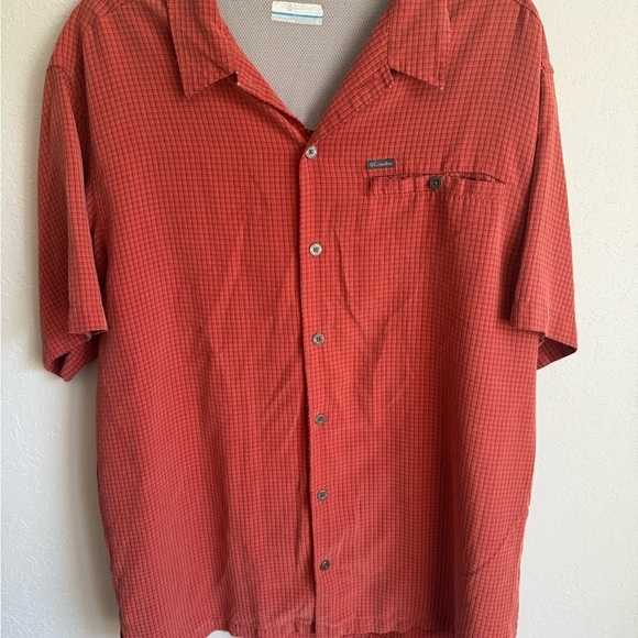 Columbia Other - Men’s L Orange Checkered Columbia Lightweight Distressed Casual Button Up Shirt